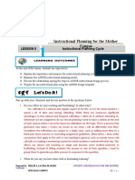 Instructional Planning For The Mother Tongue: Lesson 8 Lesson 8 Instructional Planning Cycle Instructional Planning Cycle