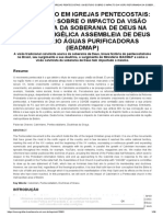 O Calvinismo em Igrejas Pentecostais - Um Estudo Sobre o Impacto Da Visão Reformada Da Soberania de Deus Na Igreja Evangélica Assembleia de Deus Ministério Águas Purificadoras (Ieadmap)