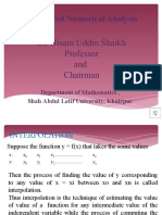 Advanced Numerical Analysis: Dr. Hisam Uddin Shaikh Professor and Chairman