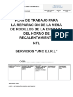 Plan de Trabajo para Reparacion de La Mesa de Rodillos de La Entrada Del Horno de Recalentamiento