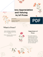 Literary Appreciation and Valuing In/of Prose: Reporters: Razalo, Rovi Mae Penuela, Rica