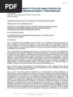 014 - Reglamento Otorgar Titulos Habilitantes Regimen General Telecomunicaciones Espectro