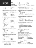 Python Tuples, Lists and Dictionary MCQ CS 12