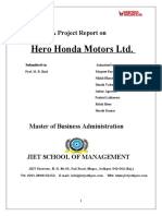 Hero Honda Motors LTD.: A Project Report On