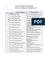 M.tech Ise (2021-23) - List of Topics For Presentation