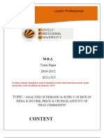 Analysis of Demand & Supply of Rice in India Income, Price and Cross Elasticity of That Commodity