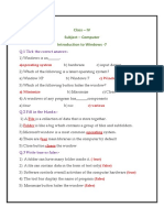 Class - IV Subject - Computer Introduction To Windows - 7: Q.1 Tick The Correct Answer