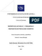 Preguntas y Respuestas en Psicología Cognitiva