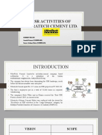 CSR Activities of Ultratech Cement LTD.: Submitted By: Aneesh Kumar (21MBMA80) Sreyas Sathees Babu (21MBMA81)