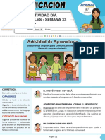 Actividad de Aprendizaje Día Miércoles - Comunicación - Semana 33