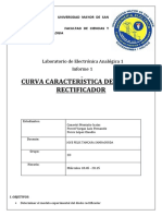 Curva Caracteristica Del Diodo Rectificador: Laboratorio de Electronica Analogica 1 Informe 1