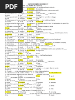 Unit 3. Becoming Independent I. Choose A, B, C or D That Best Fits Each Blank in The Sentences