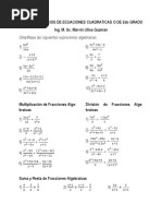 Guía de Ejercicios Fracciones Algebraicas y Ecuaciones Cuadraticas