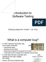 Introduction To Software Testing: (Reading Assignment: Chapter 1, Pp. 9-22)