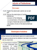 Electrolysis of Solutions: Earning Utcomes