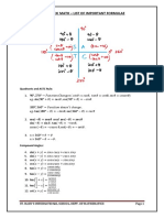 Isc Class Xi Math - List of Important Formulae: Trigonometry