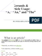 Gerunds & Article Usage: "A," "An," and "The": By: Syeda Rifa Anjum