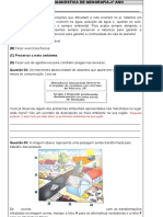 Avaliação Diagnóstica de Geografia-4º Ano