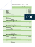 Fecha Concepto Parcial Debe: Practica 1. La Empresa La Luna, S.A. de C.V