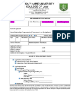 Holy Name University College of Law: Preliminary Interview Form