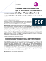 Épidémiologie Du Surpoids Et de L'obésité Infantile À Abidjan: Cas Colligés Au Service de Nutrition de L'institut National de Santé Publique D'abidjan (Côte D'ivoire)