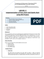 Lab No: 2 Implementation of Pert Chart and Gantt Chart Using MS Project