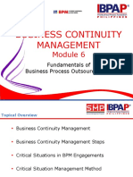 Business Continuity Management: Fundamentals of Business Process Outsourcing 101