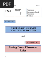 Listing Down Classroom Rules: Observing Classroom Management Routines