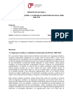 Reporte de Lectura 2 La Oligarquia Costeña y La Republica Aristocratica en El Peru 1895 - 1919 Grupo 2