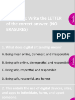 Directions: Write The LETTER of The Correct Answer. (NO Erasures)