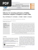 Indicators For Measuring Performance of Building Construction Companies in Kingdom of Saudi Arabia