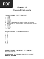 Financial Statements: Problem 14-1: True or False