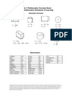 Formula Sheets 7th Grade Math