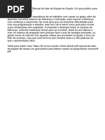 Manual Do Líder Da Equipe de Casais - Um Guia Prático para Liderar Casais Na Igreja