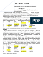 Unit 3: Music - : Revision Cloze Test (1) : Choose The Best Option That Fits Each Gap in The Following Passage. Folk Music