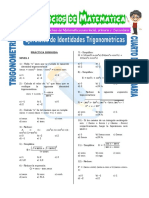 Ejercicios de Identidades Trigonométricas para Cuarto de Secundaria