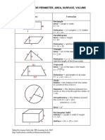 CBSE Class X Maths Chap 13 - Surface Areas and Volumes - Formulas