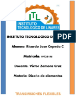 Instituto Tecnologico de Linares Alumno: Ricardo Jose Cepeda C. Matricula: 19720146 Docente: Victor Zamora Cruz Materia: Dise o de Elementos Ñ