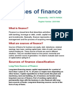 Sources of Finance