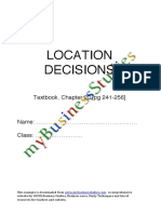 Location Decisions: Textbook, Chapter 20 (PG 241-256)