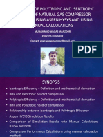 Comparison of Polytropic and Isentropic Efficiency of Natural Gas Compressor Calculated Using Aspen HYSYS & Using Manual Cal