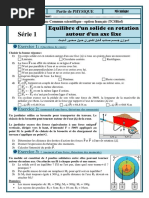 Equilibre D Un Solide en Rotation Autour D Un Axe Fixe Exercices Non Corriges 2