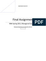 Final Assignment - IUB - MBA - Managerial Economics