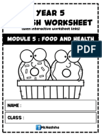 Year 5 English Worksheet: Module 5: Food and Health