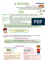 Conocemos y Descubrimos Cómo Se Producen Las Mezclas y Cómo Pueden Separarse Ciencia Jueves 25 de Noviembre