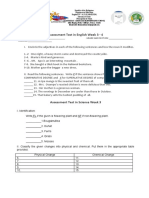 Grade 5 Assessment Test in English Science and AP 2nd QT