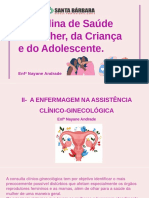 A ENFERMAGEM NA ASSISTÊNCIA CLÍNICO-GINECOLÓGICA Disciplina de Saúde Da Mulher Da Criança e Do Adolescente