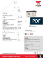 Yuasa Technical Data Sheet: The World's Leading Battery Manufacturer