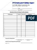 RMCI Tool Box Meeting Form