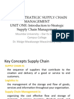 Log 5101: Strategic Supply Chain Management UNIT ONE: Introduction To Strategic Supply Chain Management